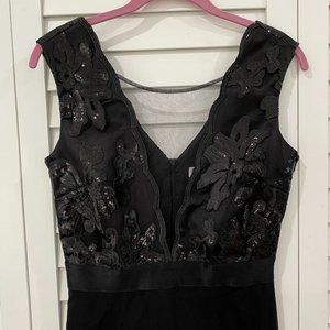 Goddiva London Black Plunge Mesh Sequined Sleeveless Dress Size UK 10 NWOT LBD